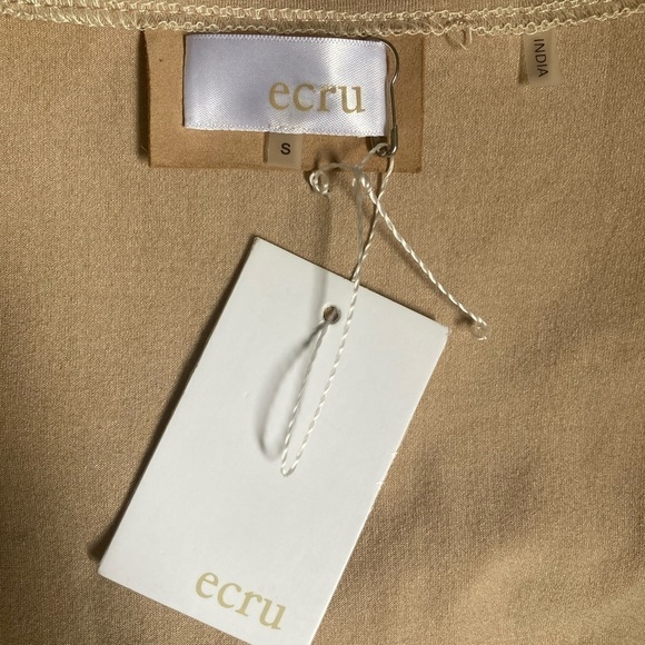 ECRU Clothing Suede Leather V Neck Short Sleeve Top NWT in Caramel Tan - Picture 4 of 8